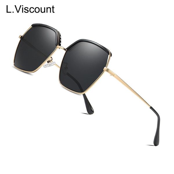 

new design polarized sunglasses women gradient lens oversized square fashion sun glasses female goggle ladies uv400, White;black
