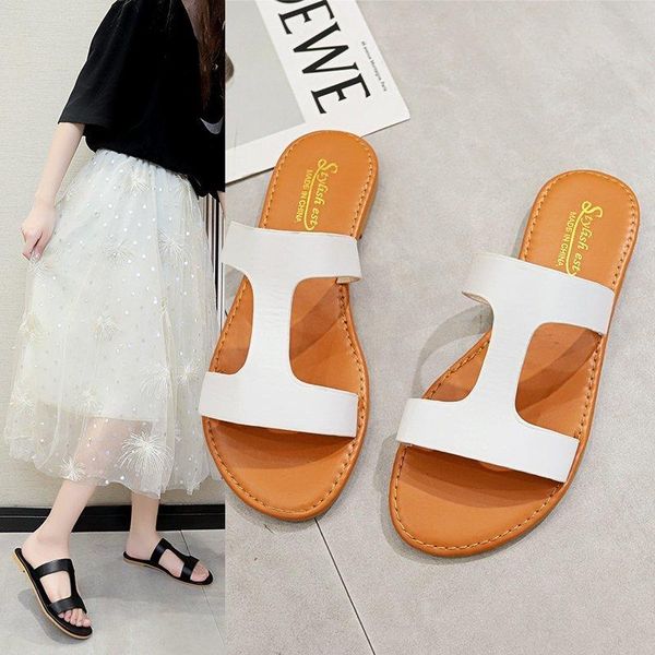 

slippers female summer clothes students all-match sandals non-slip flat beach shoes fashionable and comfortable 2021, Black