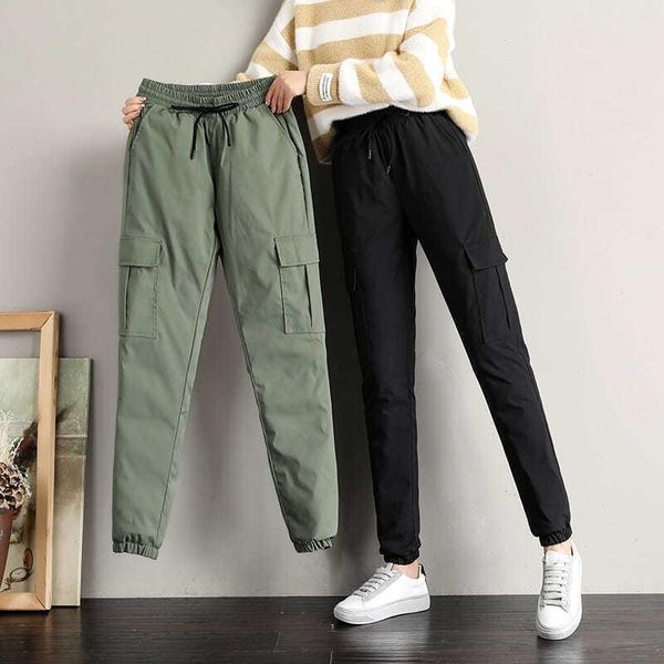 

women's pants & capris winter trousers women fashion down cotton warm velvet snow wear thick harem large size sweatpants x865, Black;white