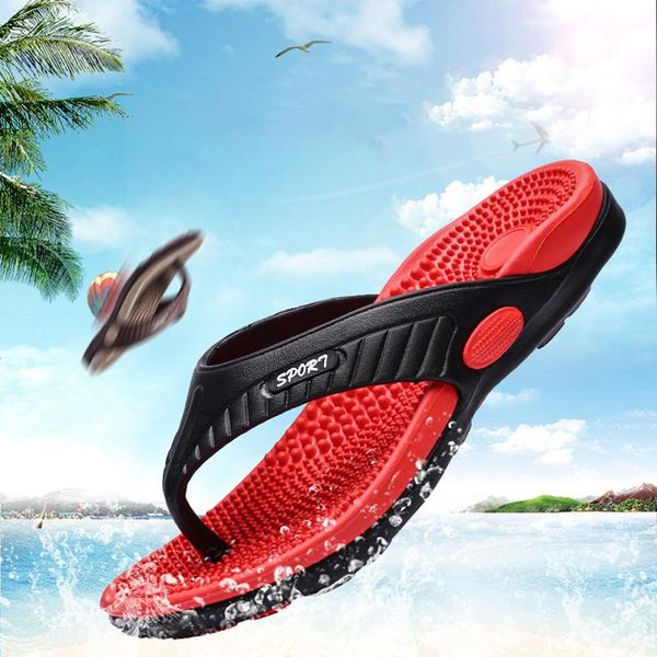 

slippers pulomies summer men flip flops quick dry soft eva male street beach massage casual flip-flop footwear, Black