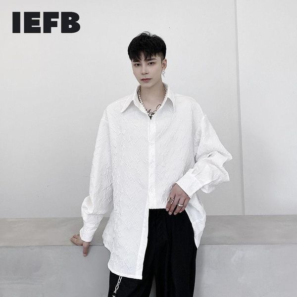 

/men's wear embossed long-sleeved shirt diamond plaid black and white minimalist style oversize spring clothes 9y3825 men's casua, White;black