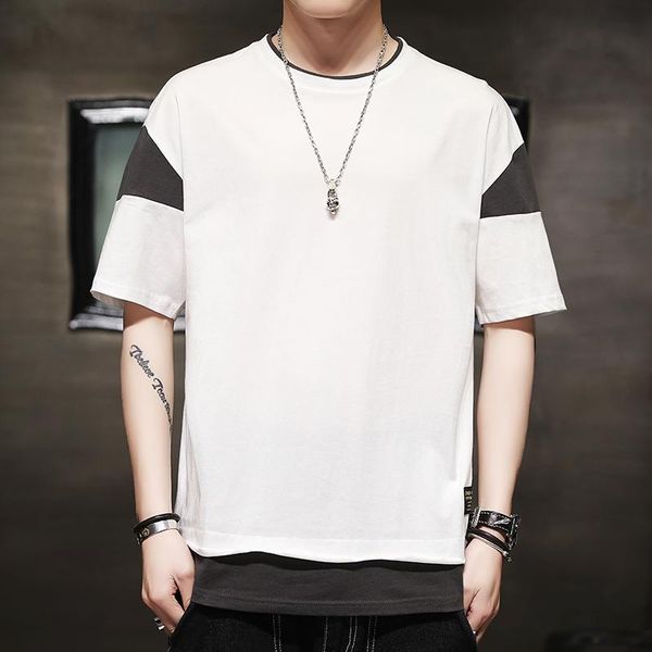 

men's t-shirts 2021 summer casual t shirt solid color short sleeve sportswear workout &tees m-5xl, White;black