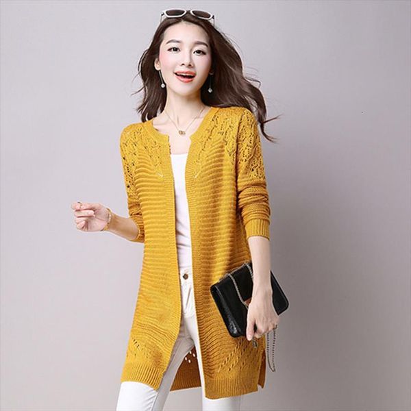 

womens cardigan autumn summer sweater fashion hollow coat outwear yellow long female ladies elegant sweaters knitted, White;black