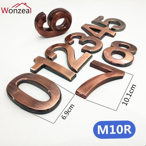 10cm Red Copper Plastic Place House Porta Número de Endereço Digits Set Set ABS 0123456789 Outros hardware