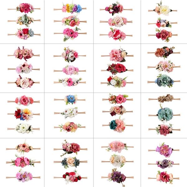 

hair accessories lovely baby headband fake flower nylon bands for kids artificial floral elastic head bands headwear 651 y2, Slivery;white