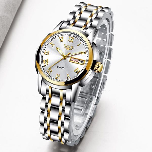 

wristwatches lige 2021 woman watches rose gold watch women quartz waterproof women's wristwatch ladies girls clock, Slivery;brown