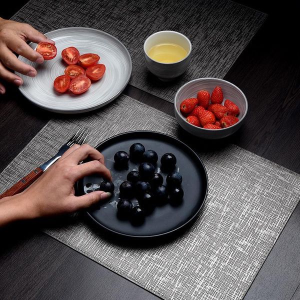 

mats & pads 4pcs 43*30cm anti skid pu rectangle table placemat waterproof restaurant cafe el settings bistro dining decor p48