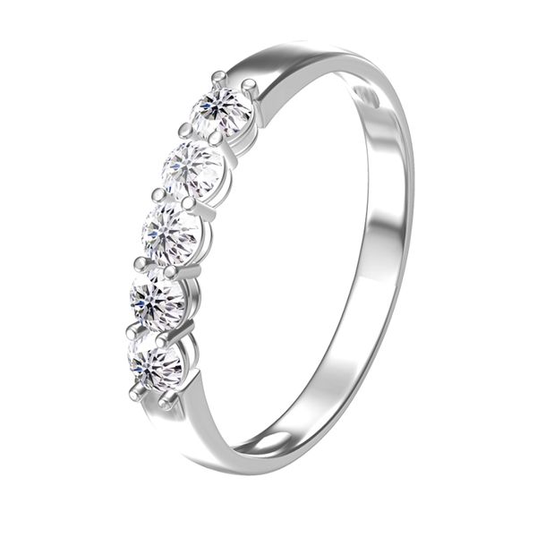 

aeaw 14k white gold 0.1ct m total 0.5ctw df round cut engagement&wedding lab grown diamond band ring for women 220309, Slivery;golden