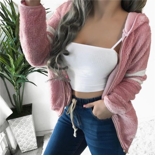 

women's jackets plus size trendy women clothes winter warm hooded polyester ladies coats pocket zipper geometry cardigans outwear one p, Black;brown
