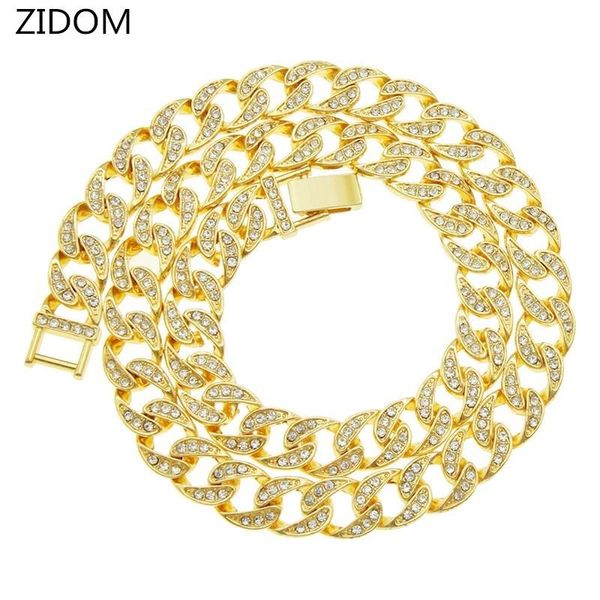 

chains men women hip hop iced out bling chain necklace 11mm width miami cuban hiphop necklaces fashion charm jewelry, Silver