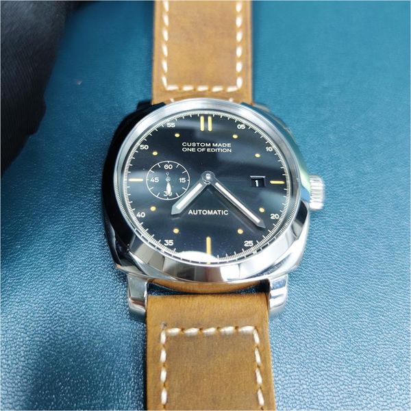 

wristwatches 42mm men's watch automatic mechanical stainless steel bezel calendar waterproof sports, Slivery;brown