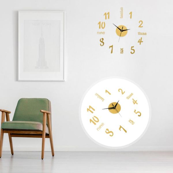 

wall clocks 1 set clock decorative number acrylic hanging battery