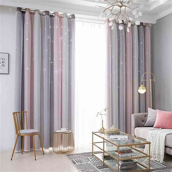 Cortinas romanas para sala de estar tule para cortinas de quarto dupla camada blackout star rolo persianas na janela 210913