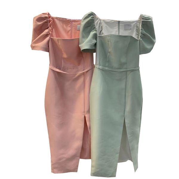 

dresses pink for women square collar sleeve high waist side split casual es female fashion tide, Black;gray