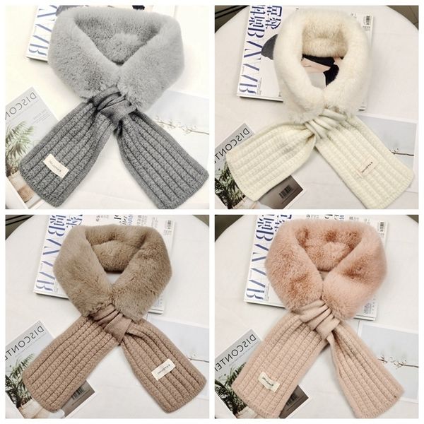 

2021 autumn and winter new knitted wool splicing scarf outdoor warm women's korean fashion neck cover live broadcast, Blue;black