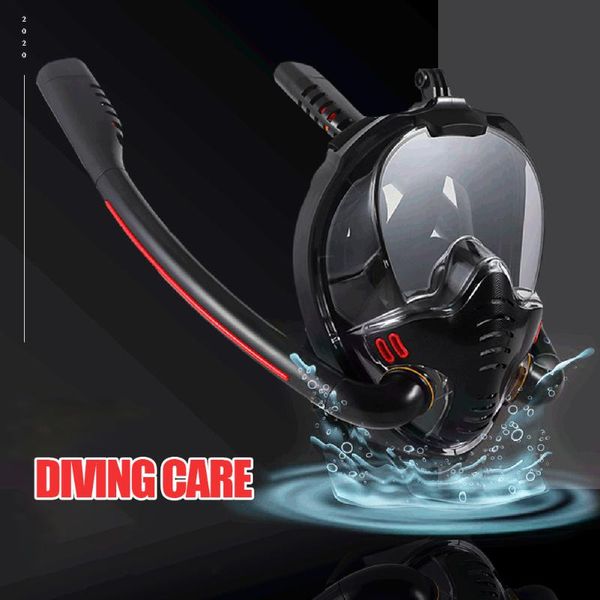 

men women swimming mask silicone double breathing tube full dry snorkel masks diving goggles equipment 2021