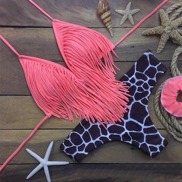 

women's swimwear 2022 beautiful women retro fringe tassel high waist bikini push up bandeau rockabilly swimsuit biquini bathing suit, White;black