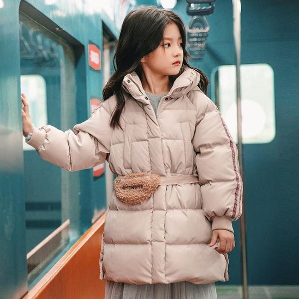 

down coat 2021 winter children hooded was thin thicker warm outerwear kids clothes loose casual korean jacket for girls a816, Blue;gray