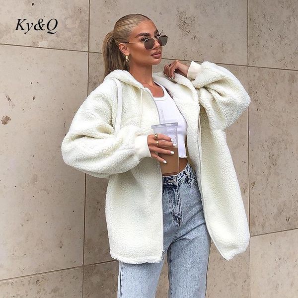 

women's jackets autumn winter faux fur coat women 2021 casual warm soft zipper thick jacket plush overcoat pocket plus size teddy hoodi, Black;brown