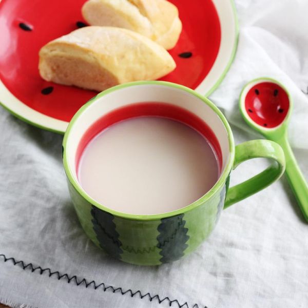 

fruit watermelon ceramic mug home water cup oat breakfast milk coffee mugs