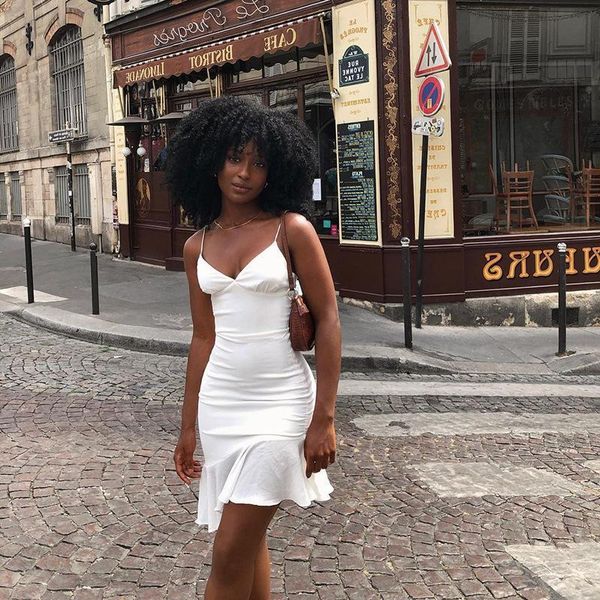 

women's swimwear spaghetti straps ruffles mini dress club party elegant sleeveless slip summer sundress outfits holiday, White;black