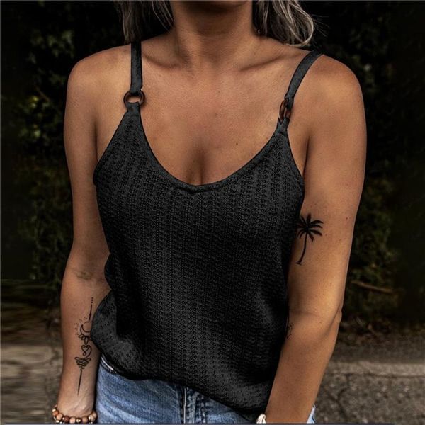 

women's tanks & camis knitted stitching sling large size v sleeveless ladies summer vest style solid casual loose, White