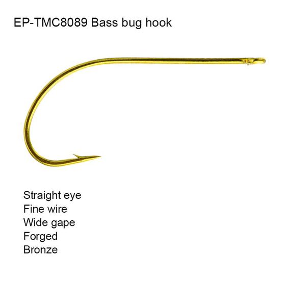 

fishing hooks eupheng 100pcs ep-tmc8089 bass bug hook straight eye fine wire forged