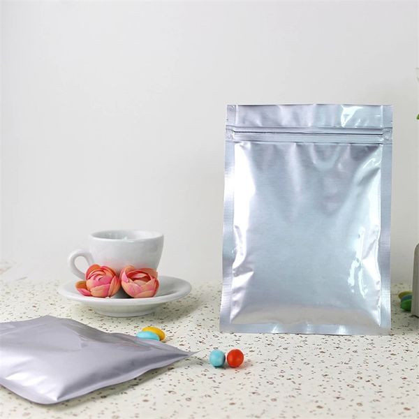 100 pcs folha de alumínio flat bottom bag zíper sacos de vedação para alimentos Amostra de alimentos Tea Party Packaging