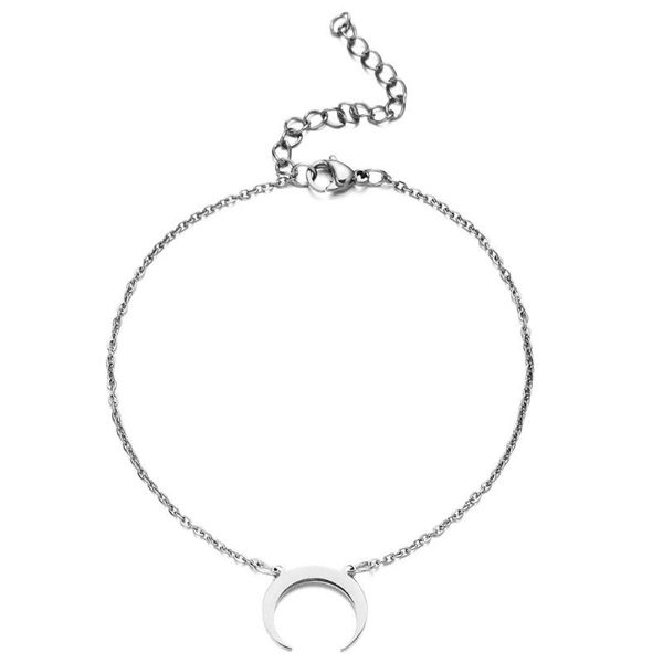 

charm bracelets stainless steel chain crescent moon charms bracelet for women gril silver/gold color female, Golden;silver