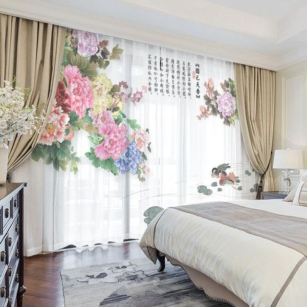 

curtain & drapes custom chiffon sheer window drape for nursery kids children living room floral blossom peony khaki gray brown pink blue