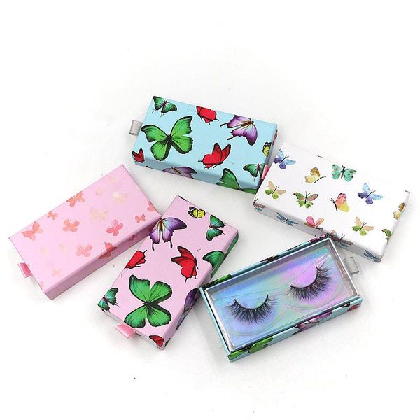 

false eyelashes 10/100 pcs eyelash packaging box wholesale lashes boxes empty package 8-25mm butterfly pull lash rectangle cases
