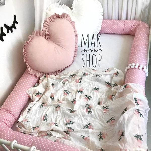 

baby bedding, cotton bed, pink hair ball guardrail, ins children's room decoration not removable and washable bedding sets