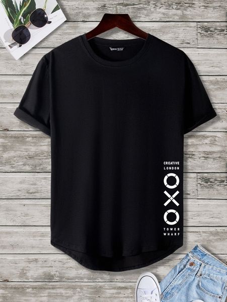 

men letter graphic high low tee h0ai#, White;black
