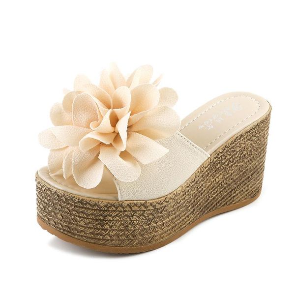 

slippers summer wedge platform high heels women slipper ladies outside shoes basic clog flip flop sandals, Black