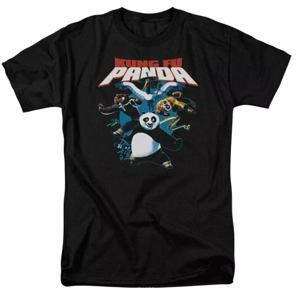 

kung fu panda kung fu group t shirt mens licensed movie tee po tigress black, White;black