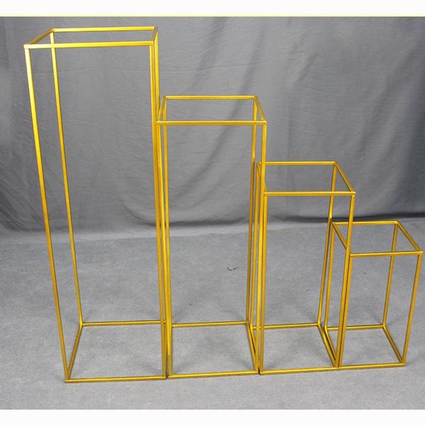 

party decoration rectangular matte gold wedding flower stand, geometric centerpiece vases home
