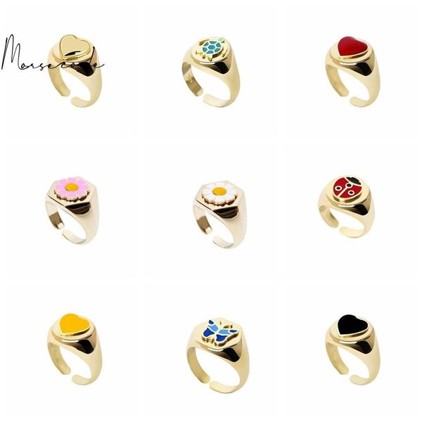 

cluster rings morse love/flower/animal for women 925 silver gold opening finger ring girls teen couple jewelry gift anillos, Golden;silver