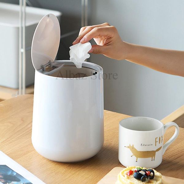 

waste bins kitchen organizer small deskmini trash can classification plastic round press-fit storage bucket cover box