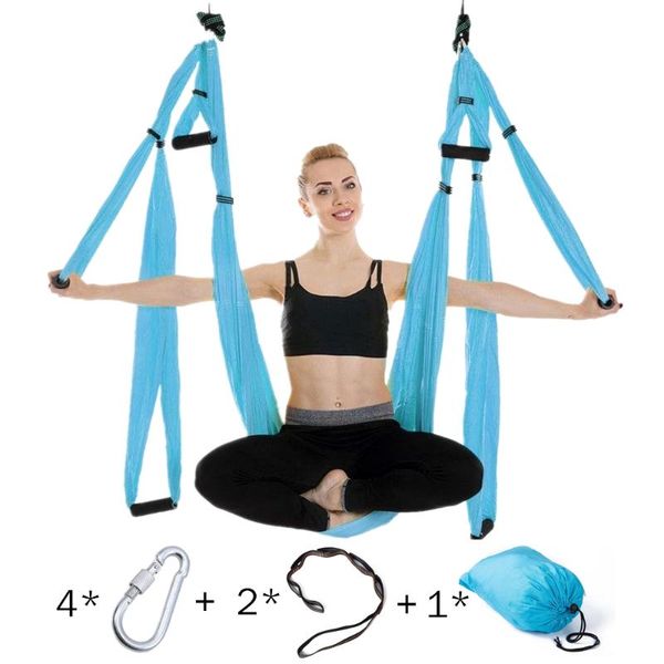

resistance bands anti-gravity aerial yoga hammock set multifunction belt flying inversion tool for pilates body shaping with carry bag