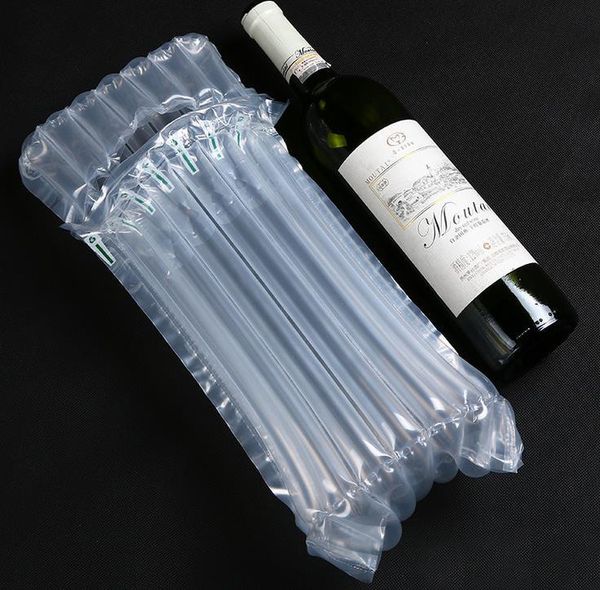 1000pcs DHL SF Express 32 * 8cm Air Dunnage Dunnage Saco de ar enchido Garrafa de vinho de vinho Envoltório Envoltório de almofada inflável sacos com uma bomba livre