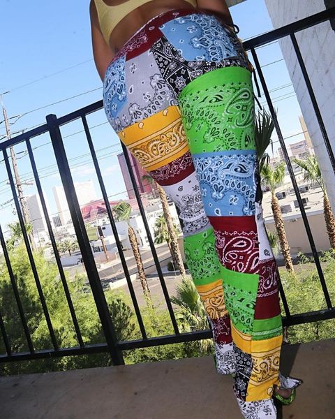 

women's leggings est arrival female floral printed high waist casual pants sweatpants for women yellow/green/blue, Black
