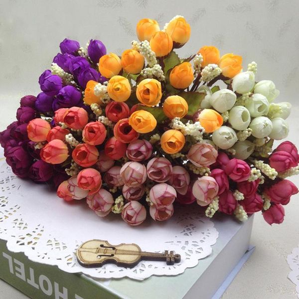 

decorative flowers & wreaths 1pc/bag 15 heads 24cm small bud roses bract simulation silk rose home bouquet decorations for wedding