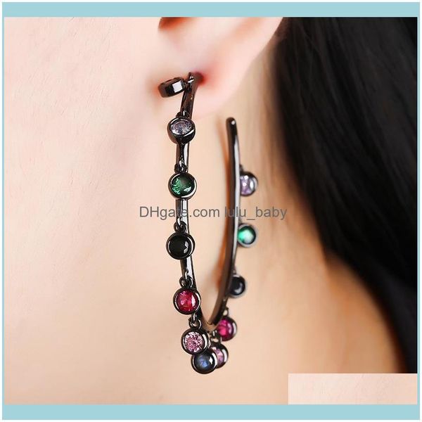 

jewelryrainbow cz charm earrings jewelry gold color circle hoop chandelier & hie drop delivery 2021 gppcs, Golden;silver