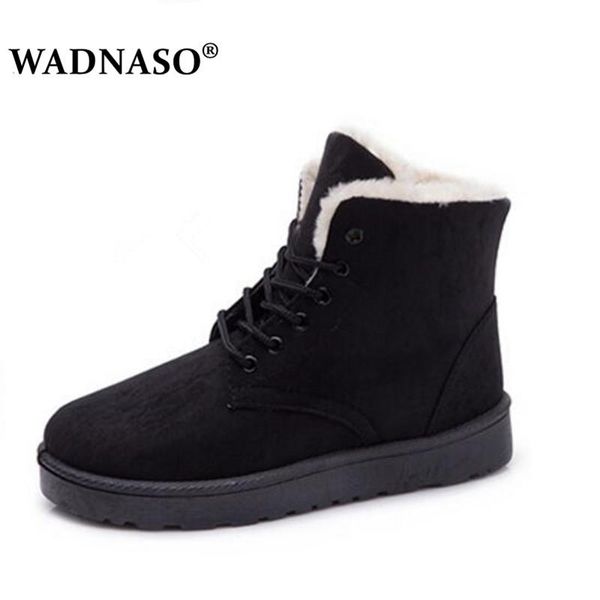 

boots 2021 woman winter warm snow women botas mujer lace up fur ankle ladies shoes footwear, Black