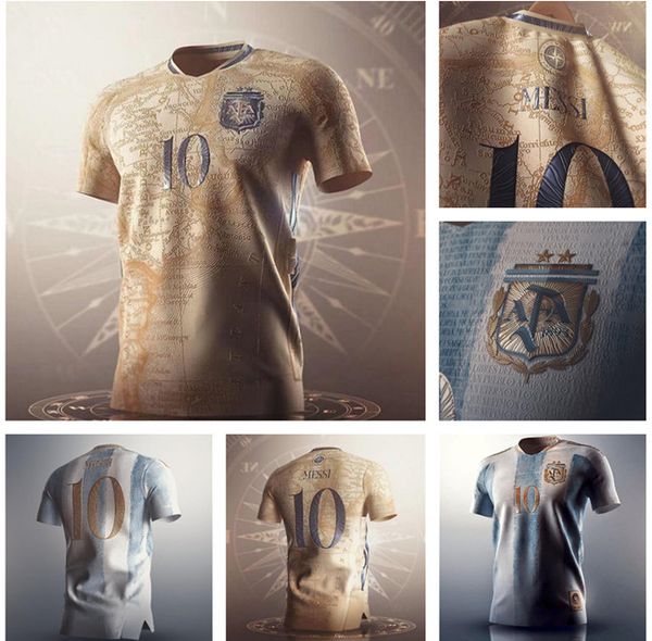 

2021 argentina concept soccer jersey maradona special badge golden elements messi thailand fans version football shirt, Black;yellow