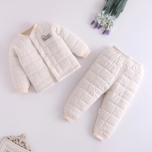 

clothing sets 0-3year baby clothes set winter cotton born thick warm boys girls 2pcs pajamas kids1, White