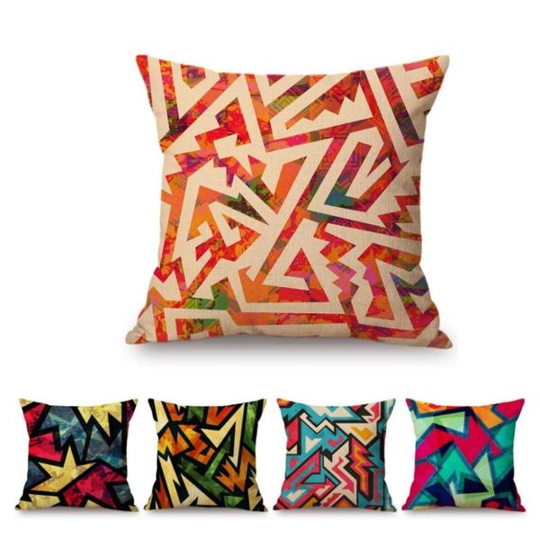 Cuscino/cuscino decorativo Modern Graffiti Art Colorful Geometric Fashion Home Decorative Case Vintage Cotton Linen Square Sofa Throw Cushion