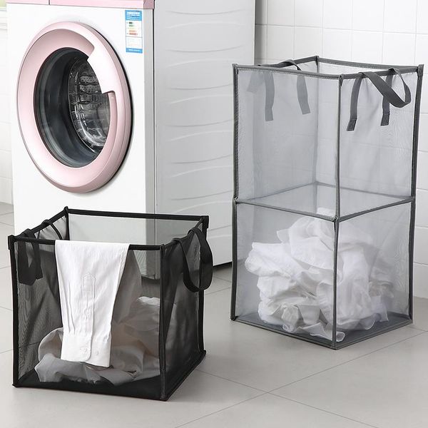 

laundry bags dirty clothes basket foldable fabric grid household storage large capacity bathroom finishing bag