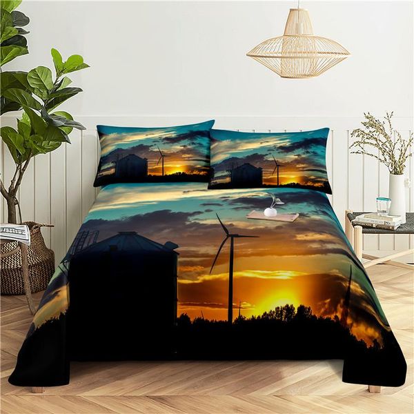 

sheets & sets night light 0.9/1.2/1.5/1.8/2.0m digital printing polyester bed flat sheet with case print bedding set