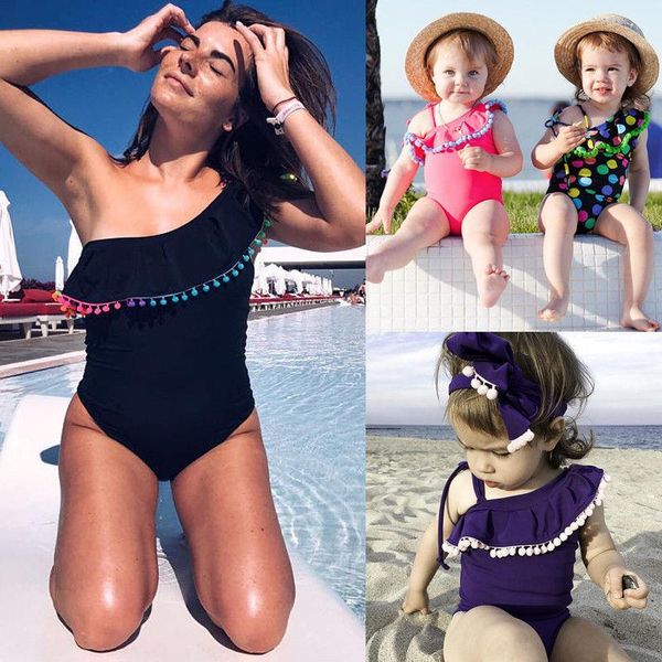 

one-piece suits family matching women kids baby girls bikini bathing suit swimwear swimsuit